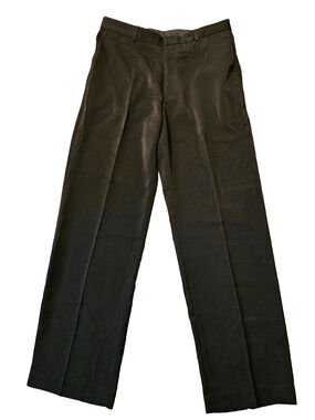 Claiborne Mens Black Smooth Flat Front Dress Pants Slacks Trousers Office 34/32